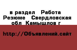  в раздел : Работа » Резюме . Свердловская обл.,Камышлов г.